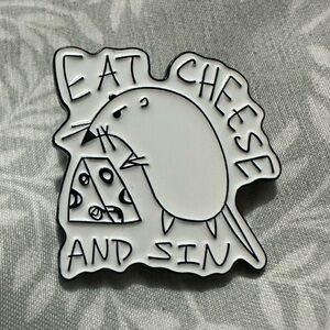 Eat Cheese and Sin Enamel Pin